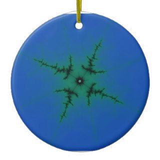 Green Star on Blue Christmas Tree Ornament