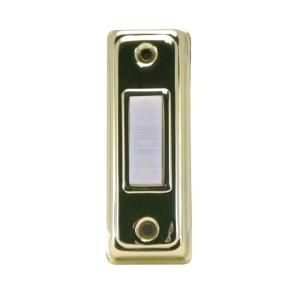 IQ America Wired Lighted Doorbell Push Button   Brass and White DP 1202A