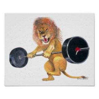 Lion Pumping Iron by Ernest Socolov Poster