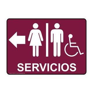 ADA Restrooms White on Burgundy Spanish Sign RRS 7025 WHTonBRG  Business And Store Signs 