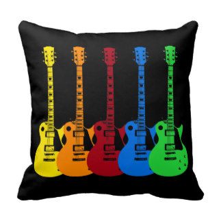 Five Colorful Electric Guitars Pillow