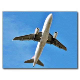 Airplane Takeoff On Blue Sky Postcards