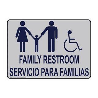 ADA Family Restroom Bilingual Sign RRB 7035 MRNBLUonSLVR Restrooms  Business And Store Signs 