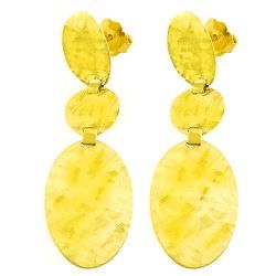 Fremada 14k Yellow Gold Satin Ovals and Circle Dangle Earrings Fremada Gold Earrings