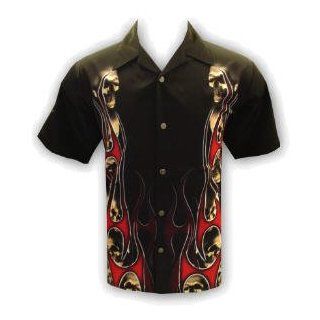 Skulls in Flames Biker Shirt, Purgatory, Dragonfly (3xl) Novelty T Shirts Clothing