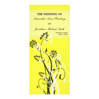 Yellow Floral Wedding Program Rack Card Design