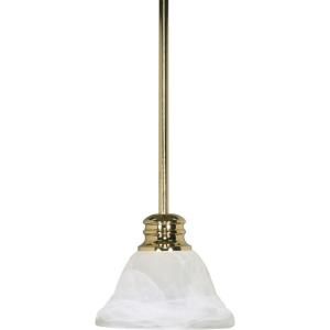 Glomar Empire 1 Light Mini Pendant with Hang Hang Straight Canopy Polished Brass HD 367