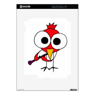 XX  Cardinal Bird Playing Clarinet Cartoon iPad 2 Decals