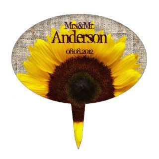 country wedding yellow Sunflower cake topper