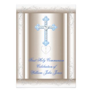 Boy First Holy Communion Sepia Blue Cards