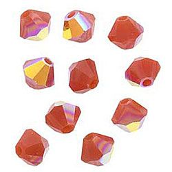 Beadaholique Dark Red Coral AB Austrian Crystal 4  mm Bicone Beads (Case of 50) Beadaholique Loose Beads & Stones