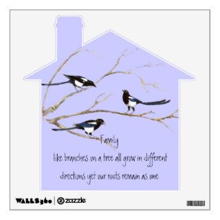 Family Different yet One Quote with Magpie Birds Room Stickers