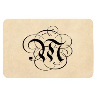 Monogram Letter M Vintage Parchment Paper Magnet