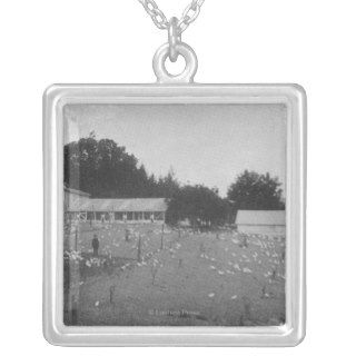 View of a Chicken Ranch, Chickens Are Everywhere Personalized Necklace