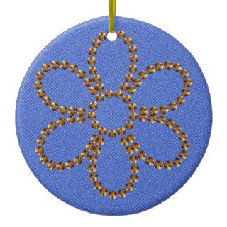 Denim and Gold Studded Christmas Ornament