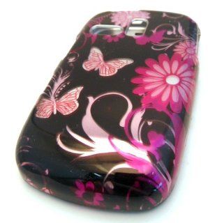 Samsung R355c Black Butterfly Garden Gloss DESIGN Case Cover Skin Protector NET 10 Straight Talk Cell Phones & Accessories