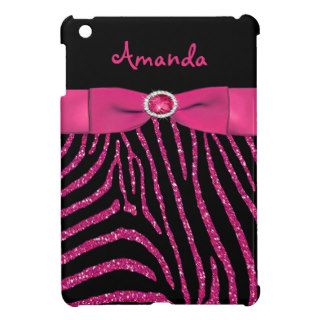 PRINTED RIBBON Pink Glitter Zebra iPad Mini Case
