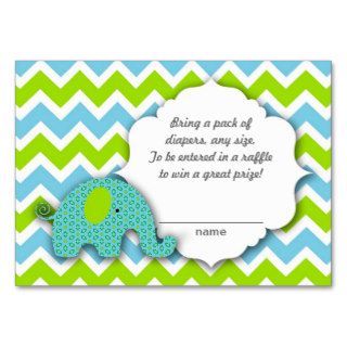 Little blue green elephant Diaper Raffle Ticket Business Card Templates