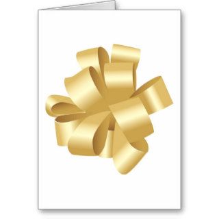 Decorative Gold Pulled Ribbon Bow Greeting Card