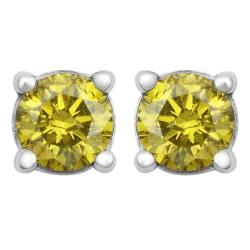 14k White Gold 1/3ct TDW Heat treated Yellow Diamond Stud Earrings Diamond Earrings