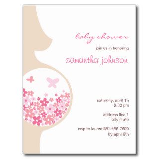 Pregnant Mom Butterflies Daisies Baby Girl Shower Postcards
