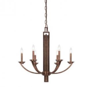 Savoy House 1 5205 6 327 Chandelier with No Shades, Dark Wood and Guilded Bronze Finish    