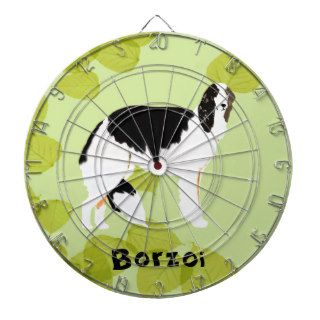Black Borzoi ~ Green Leaves Design Dart Board