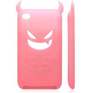 Pink / Devil Silicone Case for iPod Touch 4 /Free Screen Protector +USB Cable (363 3) Cell Phones & Accessories