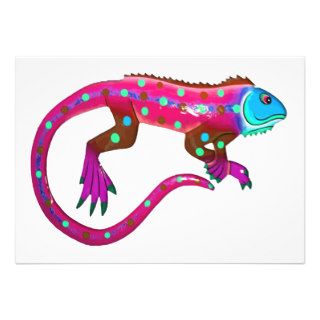 Pink Fiesta Lizard Personalized Invitation