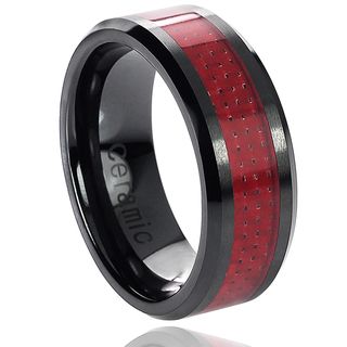 Vance Co. Ceramic Red Carbon Inlay Band (8 mm) Vance Co. Men's Rings