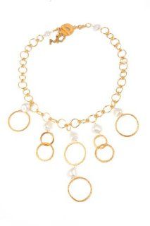 Meg Carter Designs Byzantine Chain and White Coin Pearl "Windsor" Necklace Jewelry