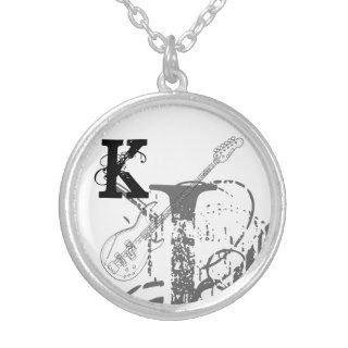 K Cool Initial Monogram Letter Guitar Necklaces