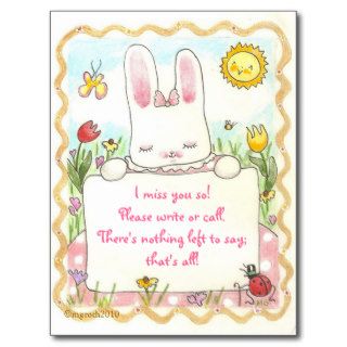 miss you bunny postcard