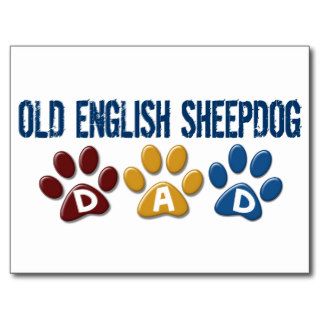 OLD ENGLISH SHEEPDOG Dad Paw Print 1 Postcard