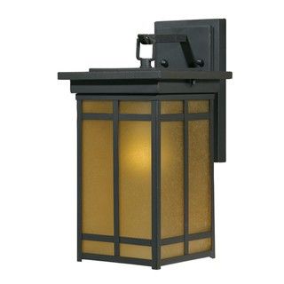15 Inch Energy Saving Outdoor One Light Blacksmith Bronze Wall Light with Frosted Amber Glass TRIARCH INTERNATIONAL Wall Lighting