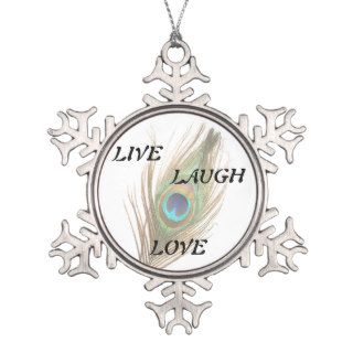 Live Laugh Love Peacock Feather Ornaments