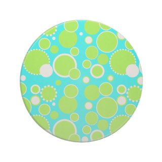 Lime & White Circles & Dots Beverage Coasters
