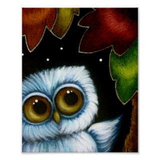 BABY OWL AUTUMN LEAVES Poster