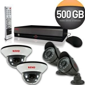 Revo 4 Channel 500GB DVR4 Surveillance System with (4) 600 TVL 33 ft. Nightvision Cameras R44D2FB2F 5G