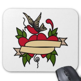 Two Hearts Tattoo Mouse Pads