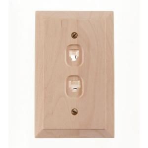 Amerelle Phone/Fax and Data Wall Plate   Unfinished Wood 180COMBO