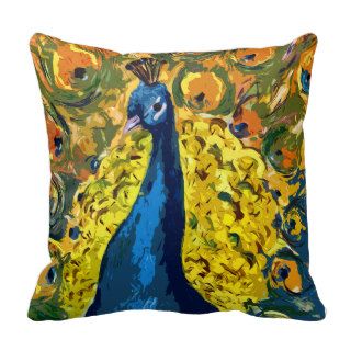 Royal Peacock Birds Painting Designer Pillow