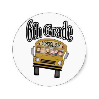 School Bus with Kids 6th  Grade Round Sticker
