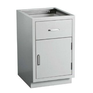 Looped Logic LL1829AB SSAA Shadow Gray 1 Door Modular Steel Base Cabinet with Chemical Resistant Powder Coated Finish, 18.125" Length x 29.375" Height x 22" Depth, 1 Drawer Science Lab Cabinets