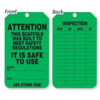 Scaffold Safe To Use Tag, 15 pt RV Plastic, 25 Tags / Pack, 3.375" x 5.875" Clothing