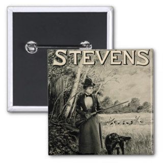 Vintage J Stevens Victorian Lady Gun Ad Button Pin