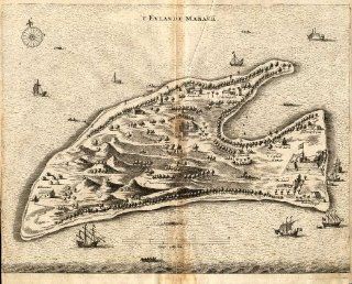 Antique Print MAP MANNAR ISLAND VOC CASTLE FORT p. 376 Baldaeus 1672   Etchings Prints
