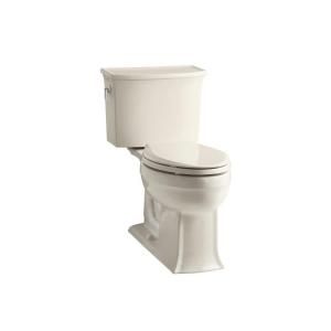 KOHLER Archer Comfort Height 2 piece 1.28 GPF Elongated Toilet with AquaPiston Flushing Technology in Almond K 3551 47