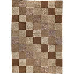 Hand Knotted Idotibetan Orange Checkered Wool Area Rug (4'6 x 6'6) 3x5   4x6 Rugs
