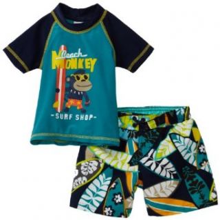Carter's Baby boys Infant Monkey Rash Guard, Teal, 24 Months Clothing
